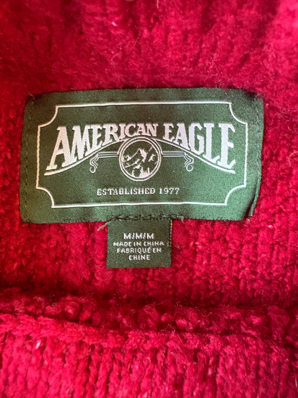 Y2K American Eagle Red Cable-Knit Turtleneck Sweater Sz M - Picture 7 of 10